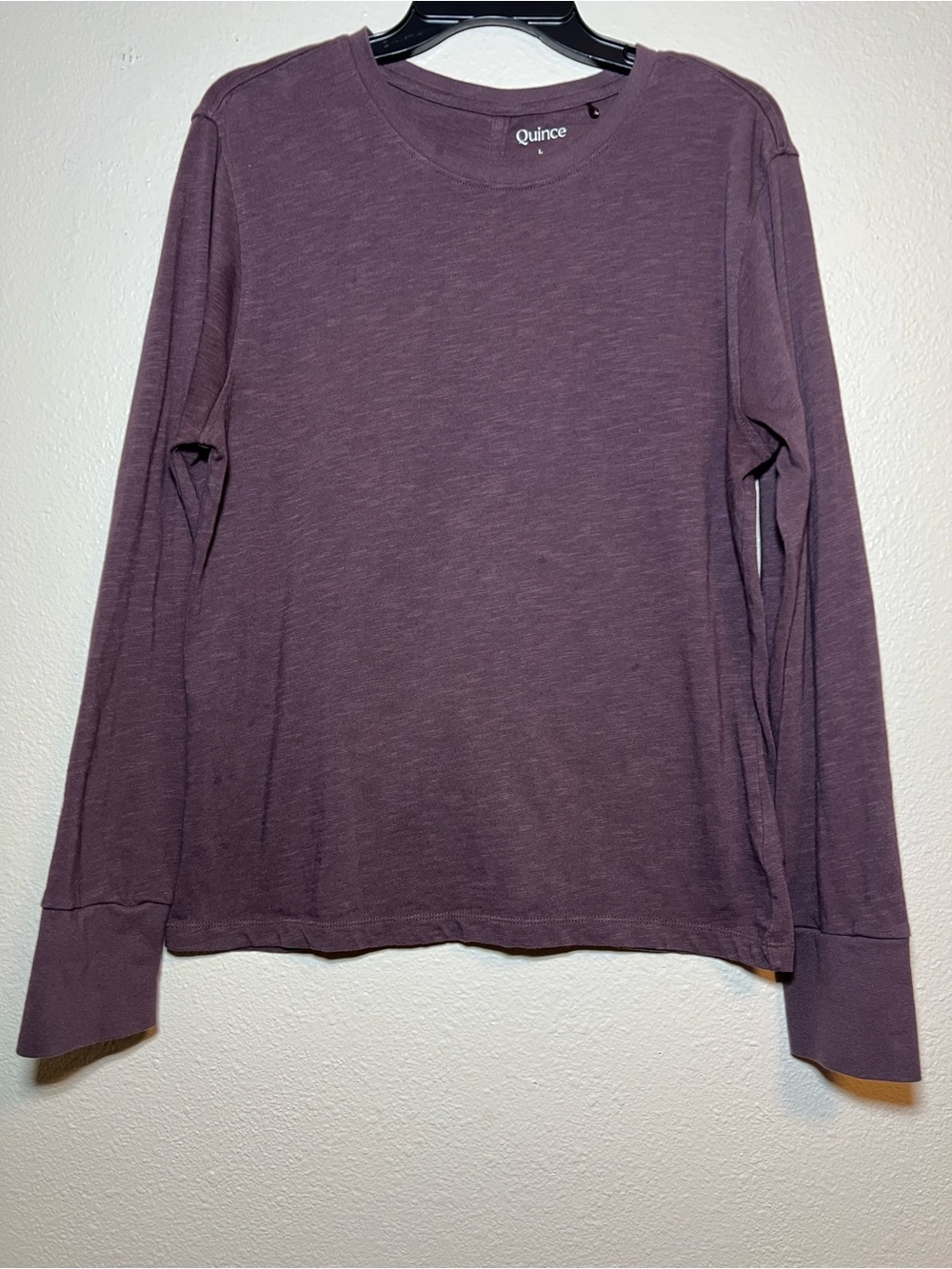 Quince Organic Cotton Slub Long Sleeve Tee Dried Fig Purple Women Large Crewneck